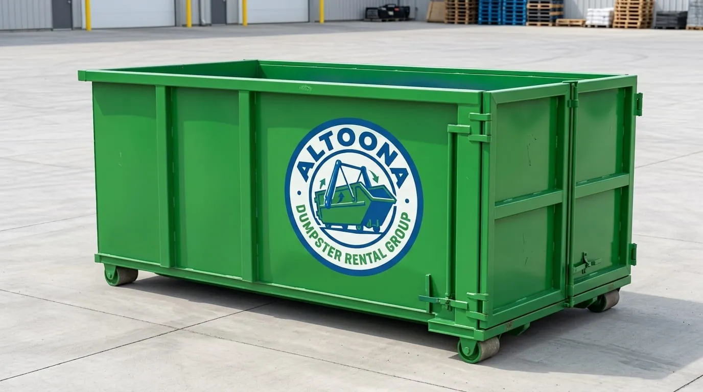 Clean open roll-off container ready for yard waste